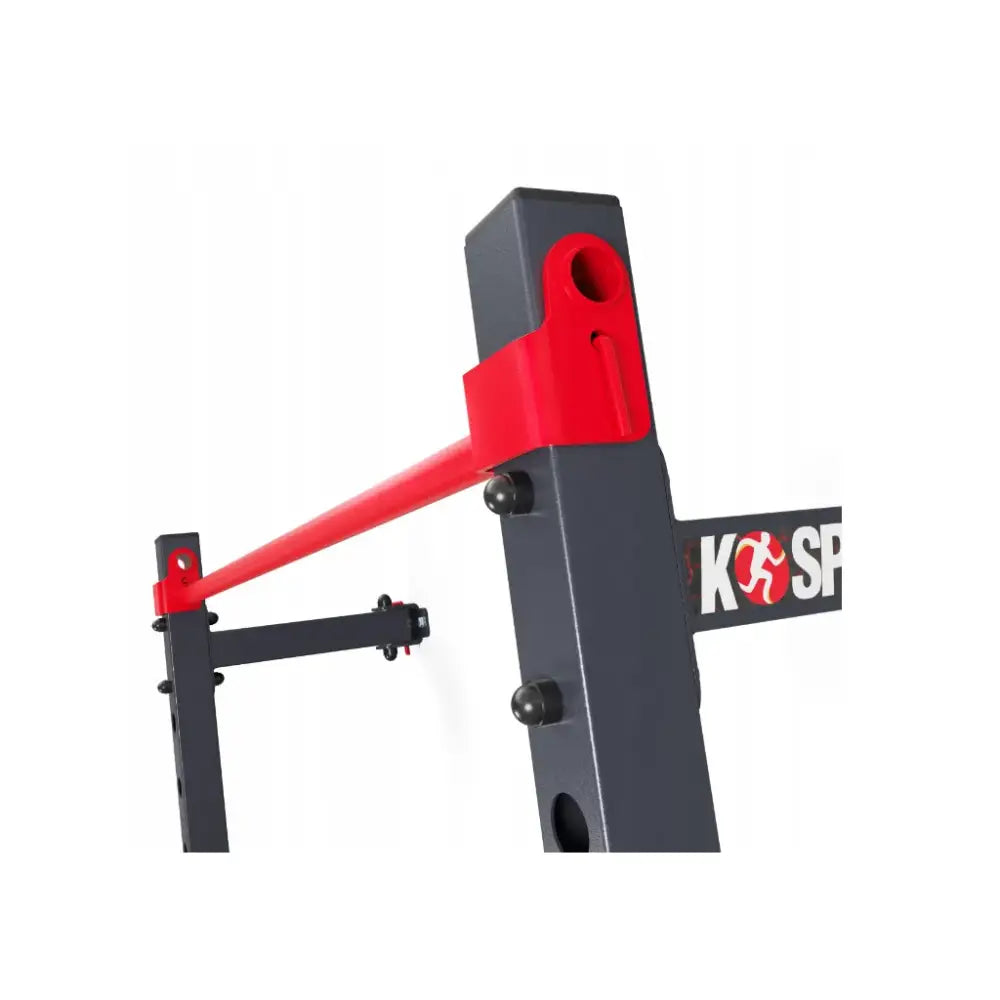 Sammenleggbar veggmontert rack MFX001, detaljert sidebilde med fokus på rødt stag og festepunkter.