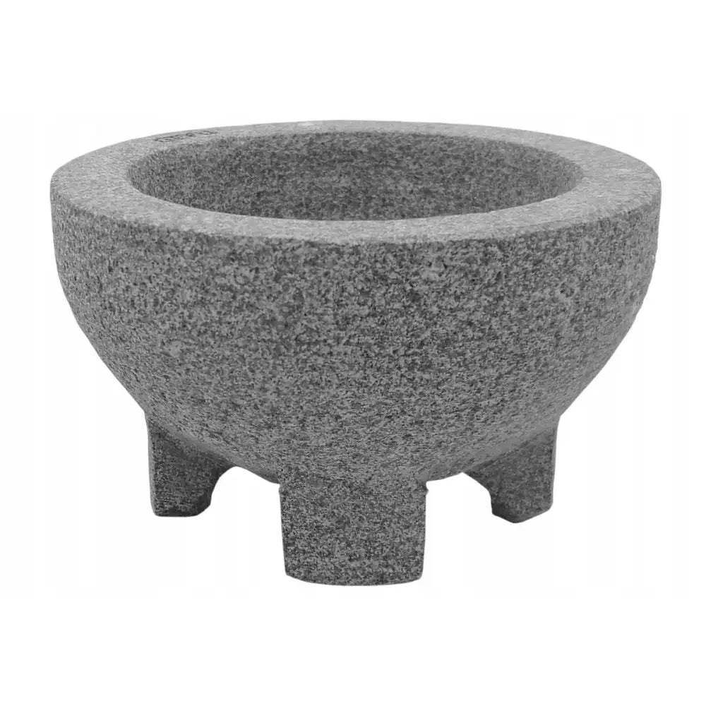 Saunastein for luftfukter fra Porjun, grå steinskål med grov tekstur og tre korte ben, sett skrått.