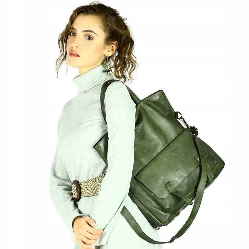 Sekk-veske i Ekte Lær Håndlaget Vintage