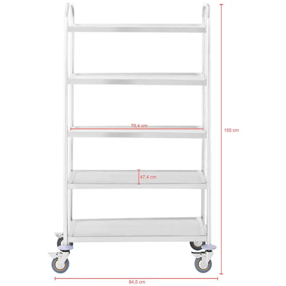 Serveringsvogn Horeca Stål 5 Hyller