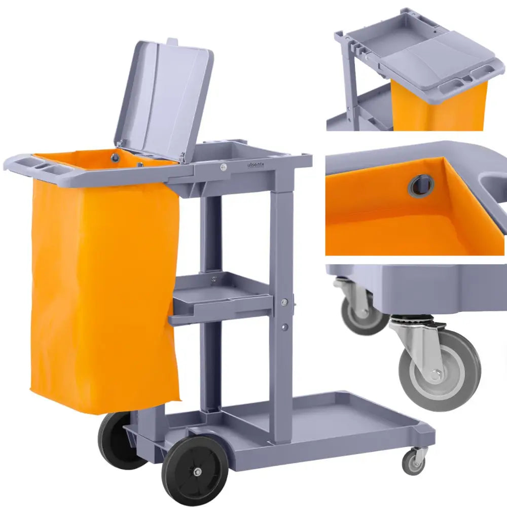 Servicevogn til Bøtte til Mopp med Vaskepose og Hyller + Lokk