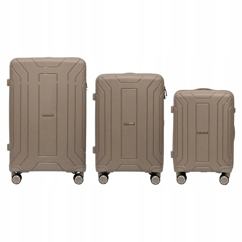 Sett med 3 Reisekofferter i Polykarbonat fra Vezze Gyldne