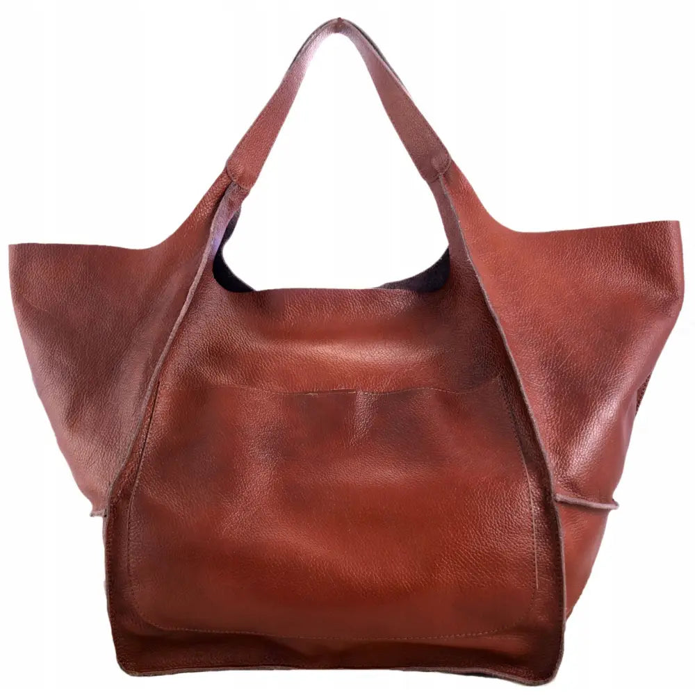 Skinn Brun Veske Pose Ekte Lær