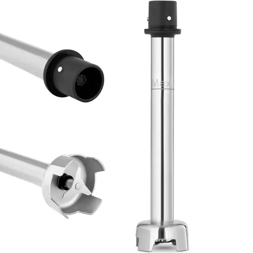 Skjærende og blander arm 350mm, detaljert sidebilde med knivblad, plastfeste og maks-fyllmarkering.