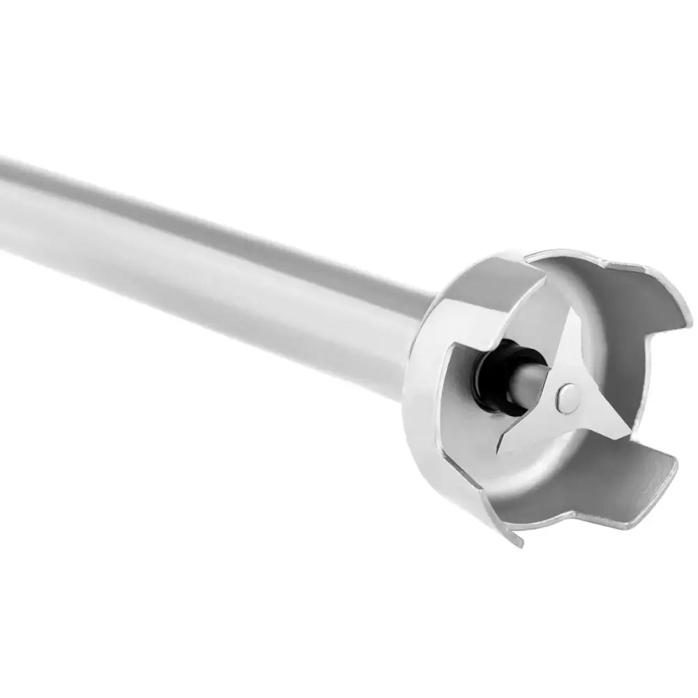 Skjærende og blander Arm, sidevisning av rustfri stav med fokus på knivblad og beskyttelsesdeksel.