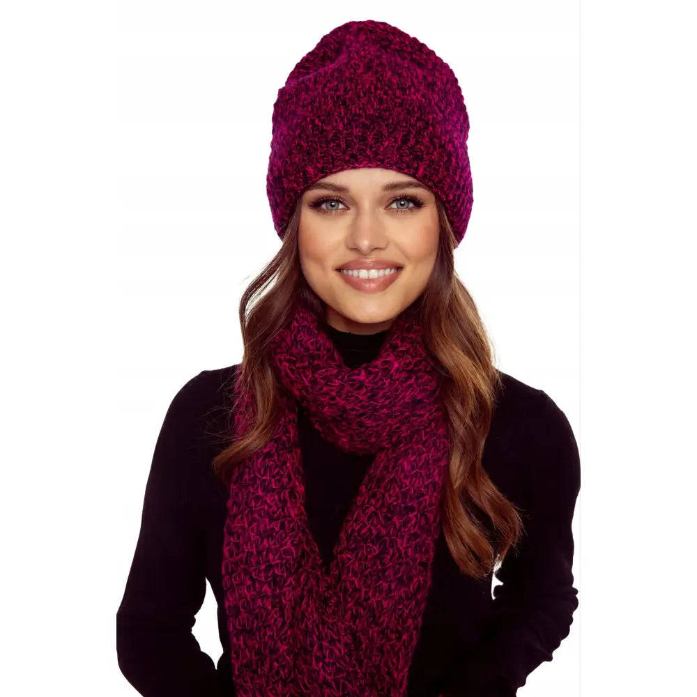 Skjerf og Beanie-lue Sett til Kvinner med 30% Mohair i Burgunder