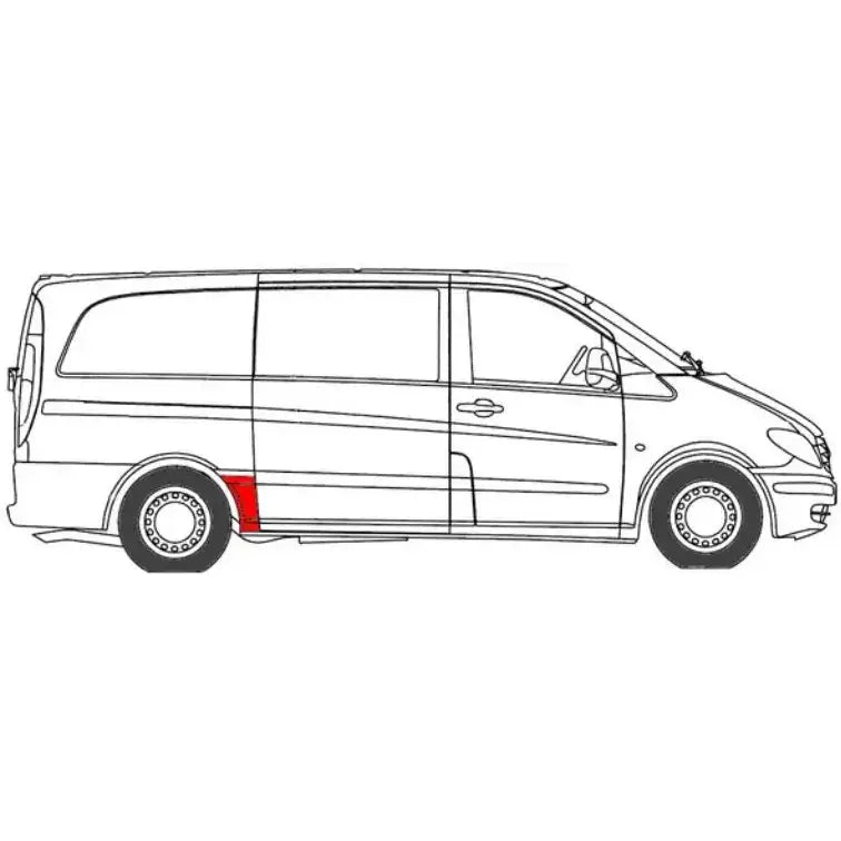 Skjerm Panel bak Høyre Nedre - Mercedes Vito/viano (w639) Kort
