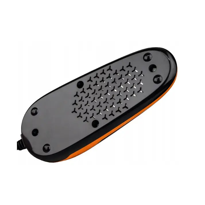 Skotørker med ozon, undersiden viser perforert metallplate, seks hjørneknotter og oransje detaljer.