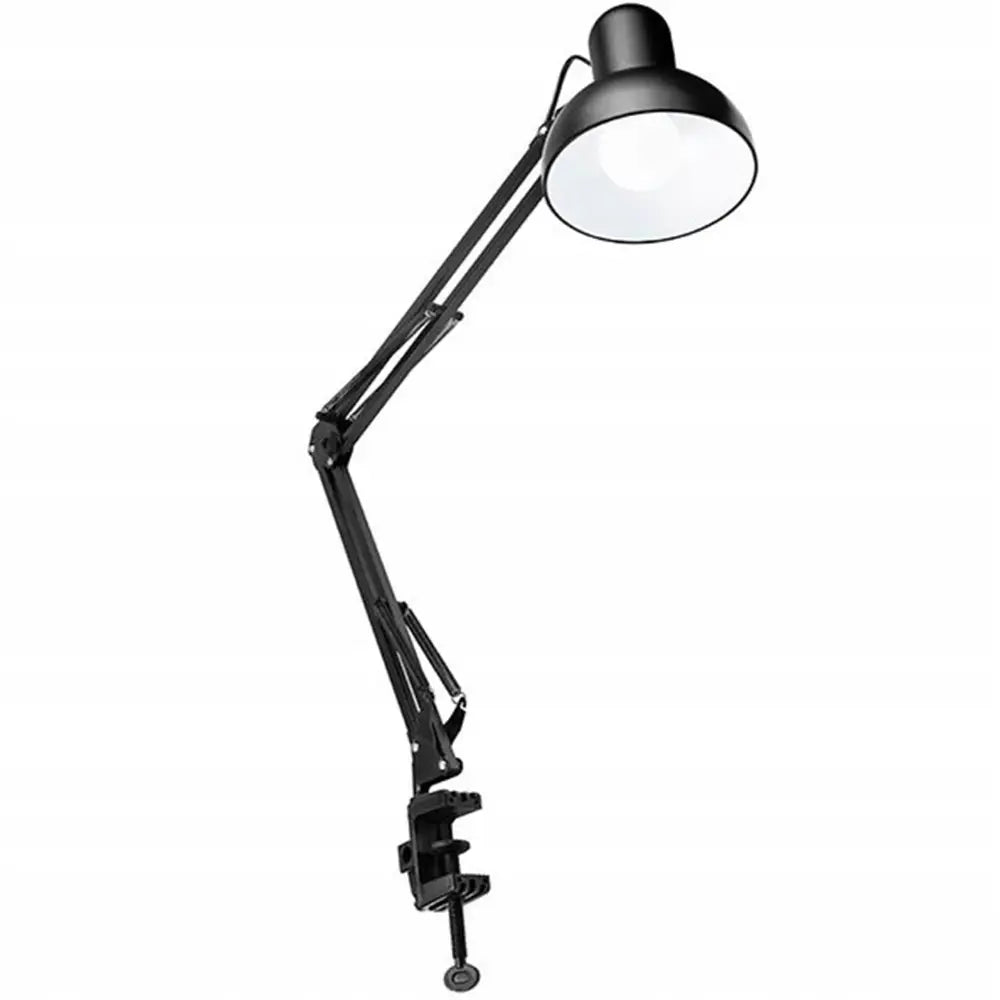 Skrivebordslampe for tegning Tracer Artista i sort metall, sidevisning med leddet arm og stor hvit skjerm.