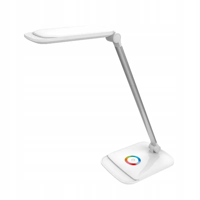 Skrivebordslampe Nattlampe 2-i-1 LED, sidevisning med synlig fargehjul og berøringsknapp på basen.