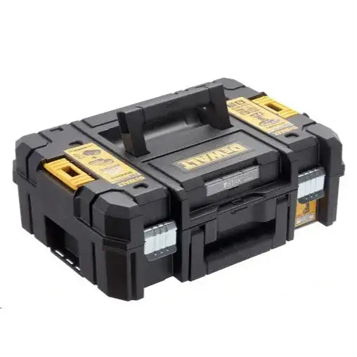 Slagtrekker Dewalt DCF899P2 i robust svart verktøykasse med gule detaljer og metallspenner, skrå forsidevisning.