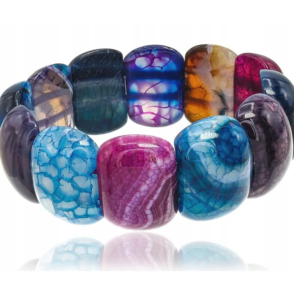 Armbånd Dame med Charms i Fargerik Slangeagat