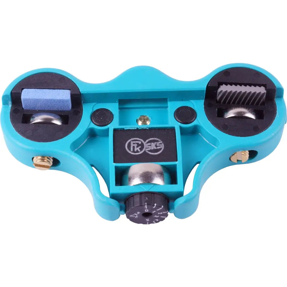 Slipeverktøy for ski Swingcut fra Kunzmann, toppbilde med synlig rasp, ruller og hvitt justeringshjul foran.