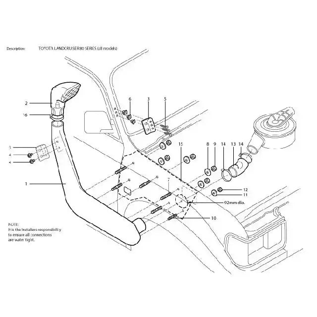Snorkel - Toyota Land Cruiser J80 1/90 To 3/98