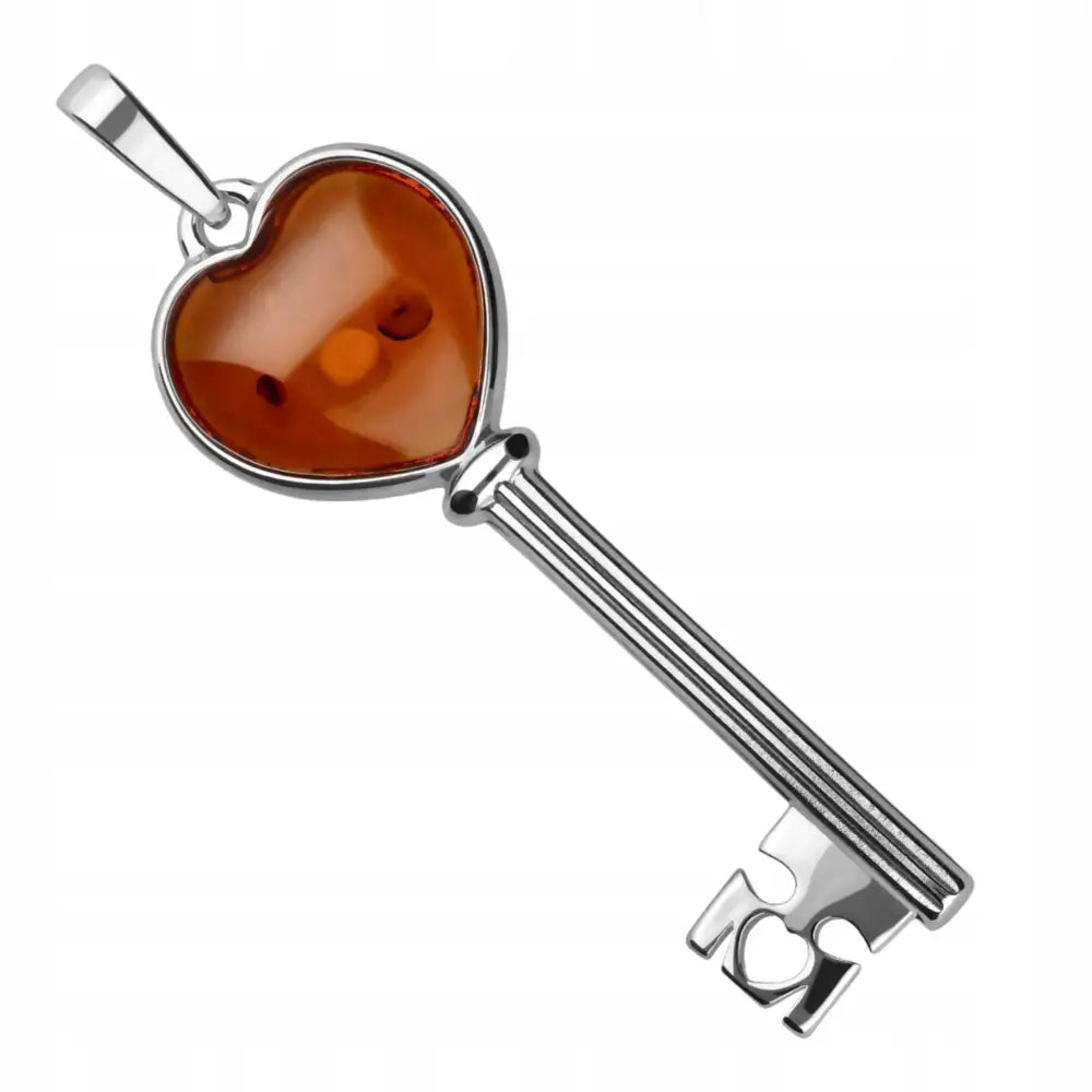 Charm Anheng med Rav til Kjede - Sølv 925