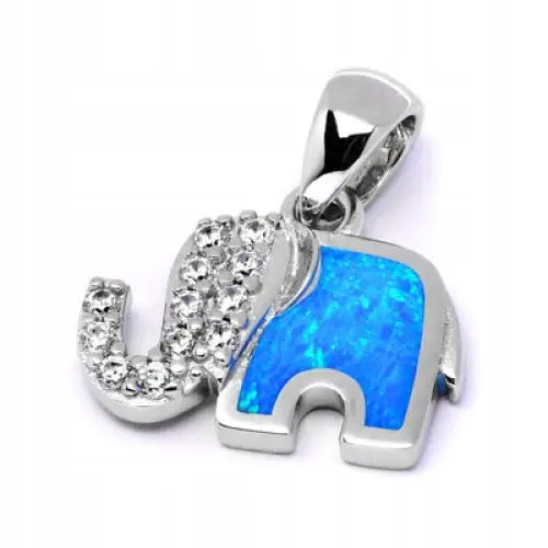 Charm Anheng Elefant med Opal og Zirkonia Kjede