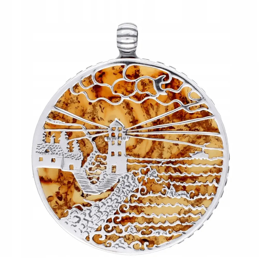 Charm Anheng Fyrtårn med Rav til Kjede