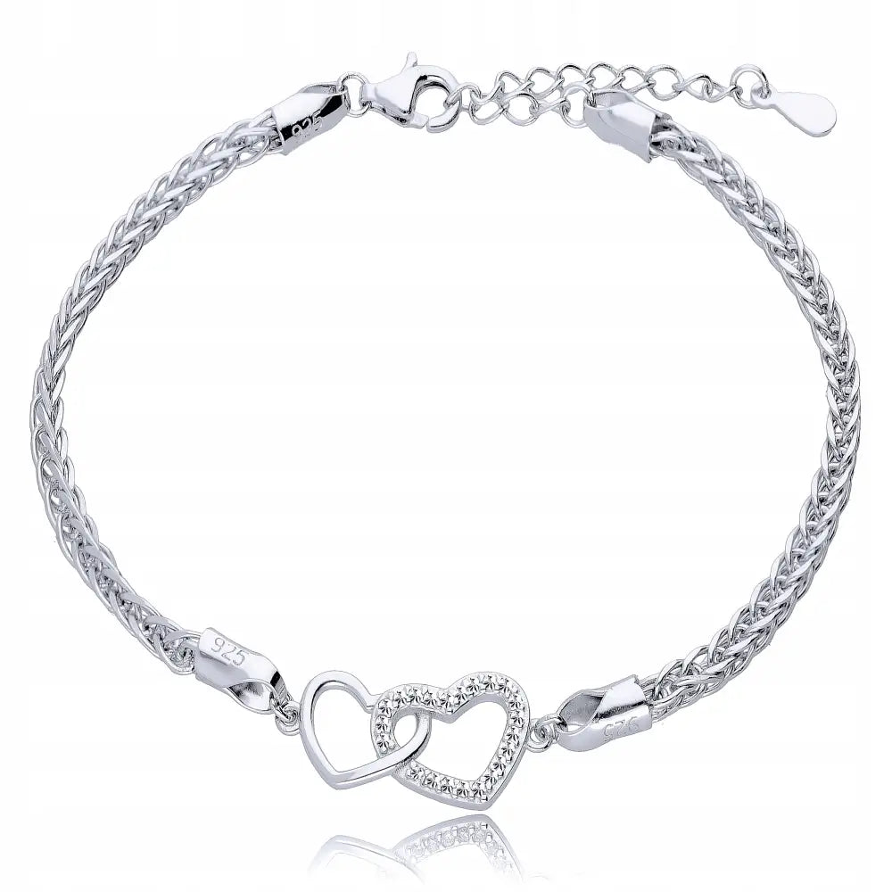 Armbånd Dame 925 Sølv Hjerte med Charms
