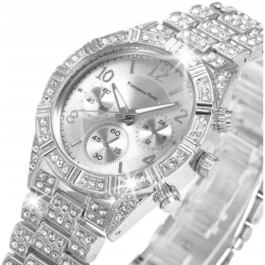 Sølv Dameklokke med Swarovski Krystaller