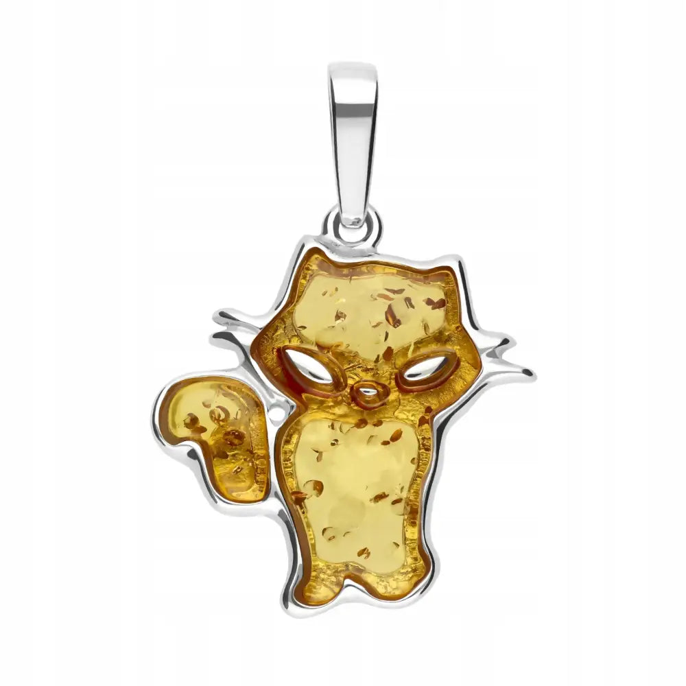 Charm Kattanheng med Rav til Kjede 925