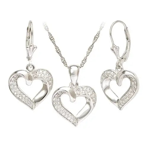 Smykke Sølv Hjertesmykke Anheng øredobber Sett 925