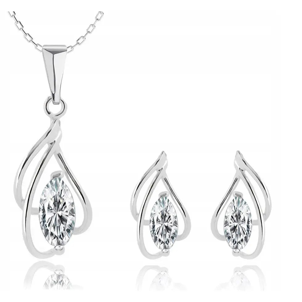 Gavesett Dame - Smykkesett med Zirkonia Klips og Anheng