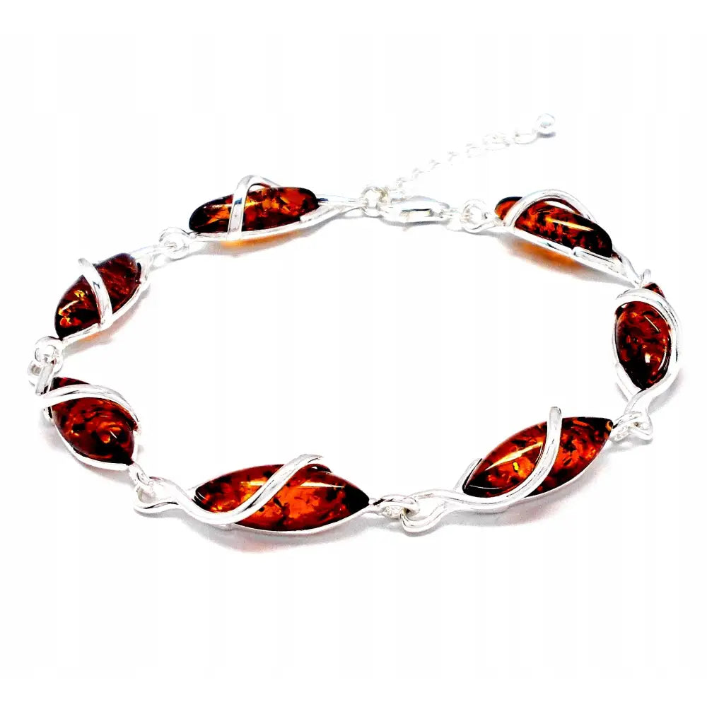 Armbånd Dame med Rav og Charms i Sølv