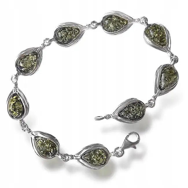 Armbånd Dame med Rav - Sølv og Rav Charms