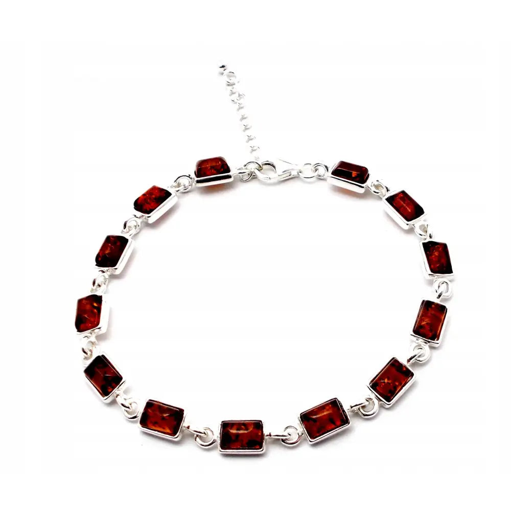 Armbånd Dame med Rav og Charms i Sølv