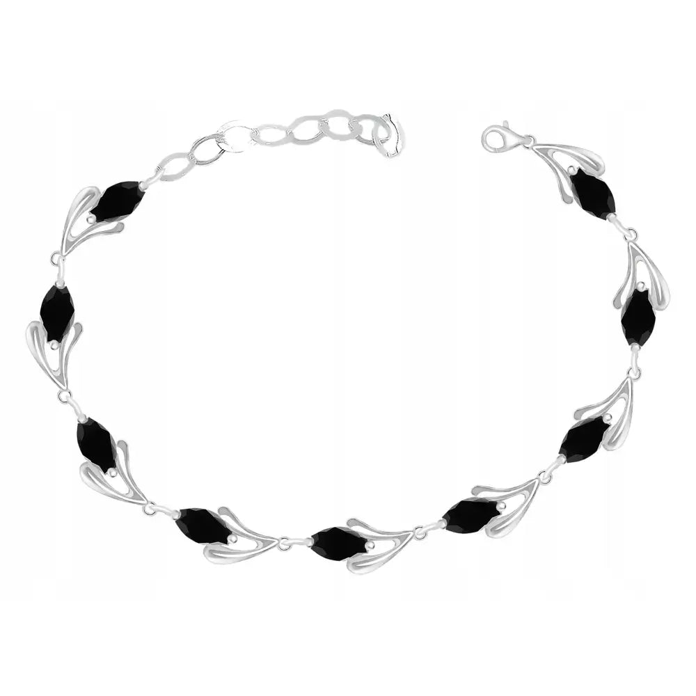 Armbånd Dame med Svarte Tårer og Zirkoner