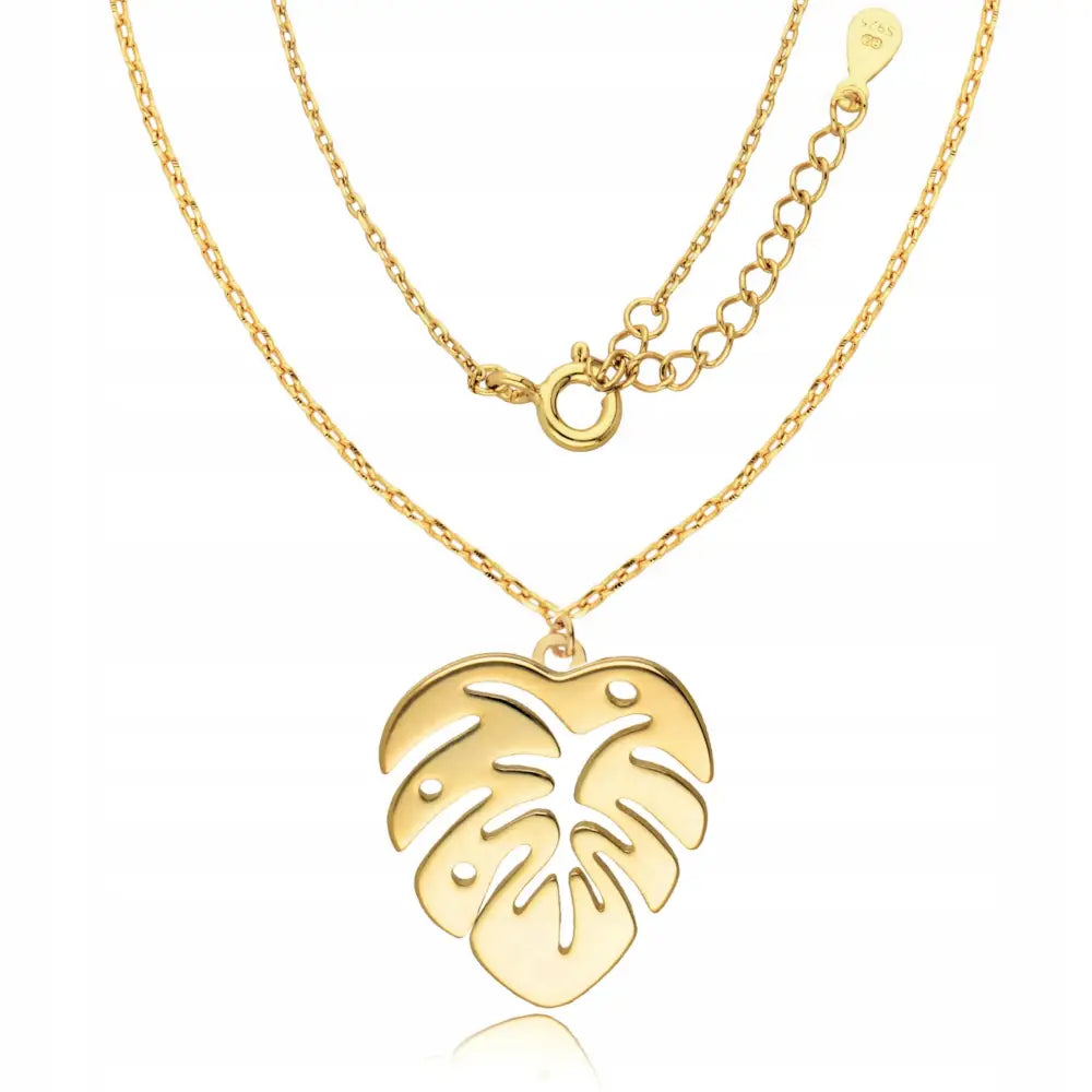 Gullsmykke 925 med Monsterablad-anheng Halskjede