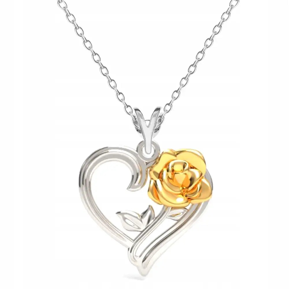 Lhl Sølv Hjerte Halskjede med Gullrose - Førstehjelp til Sti