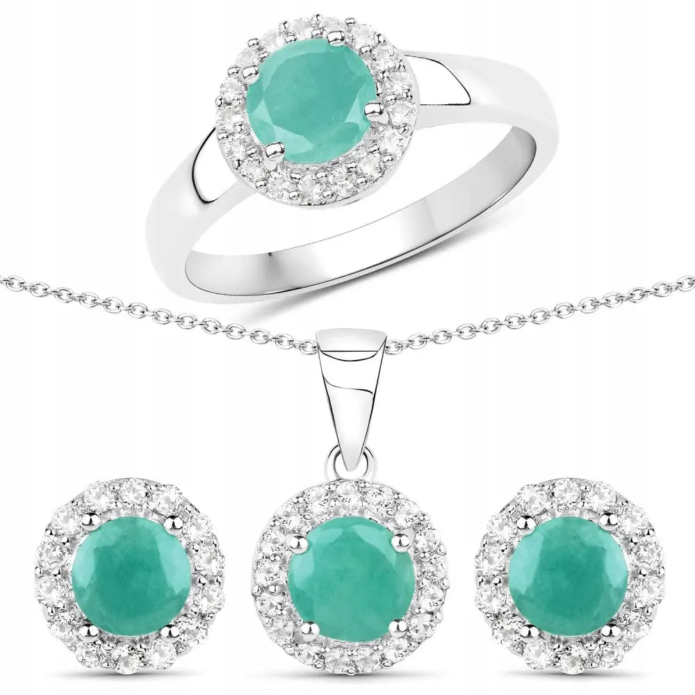 Smaragdsett i Rodinert 925 Sølv - Elegant Smykkesett