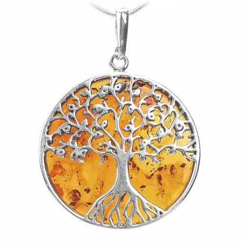 Charm Anheng med Rav i 925 Sølv til Kjede