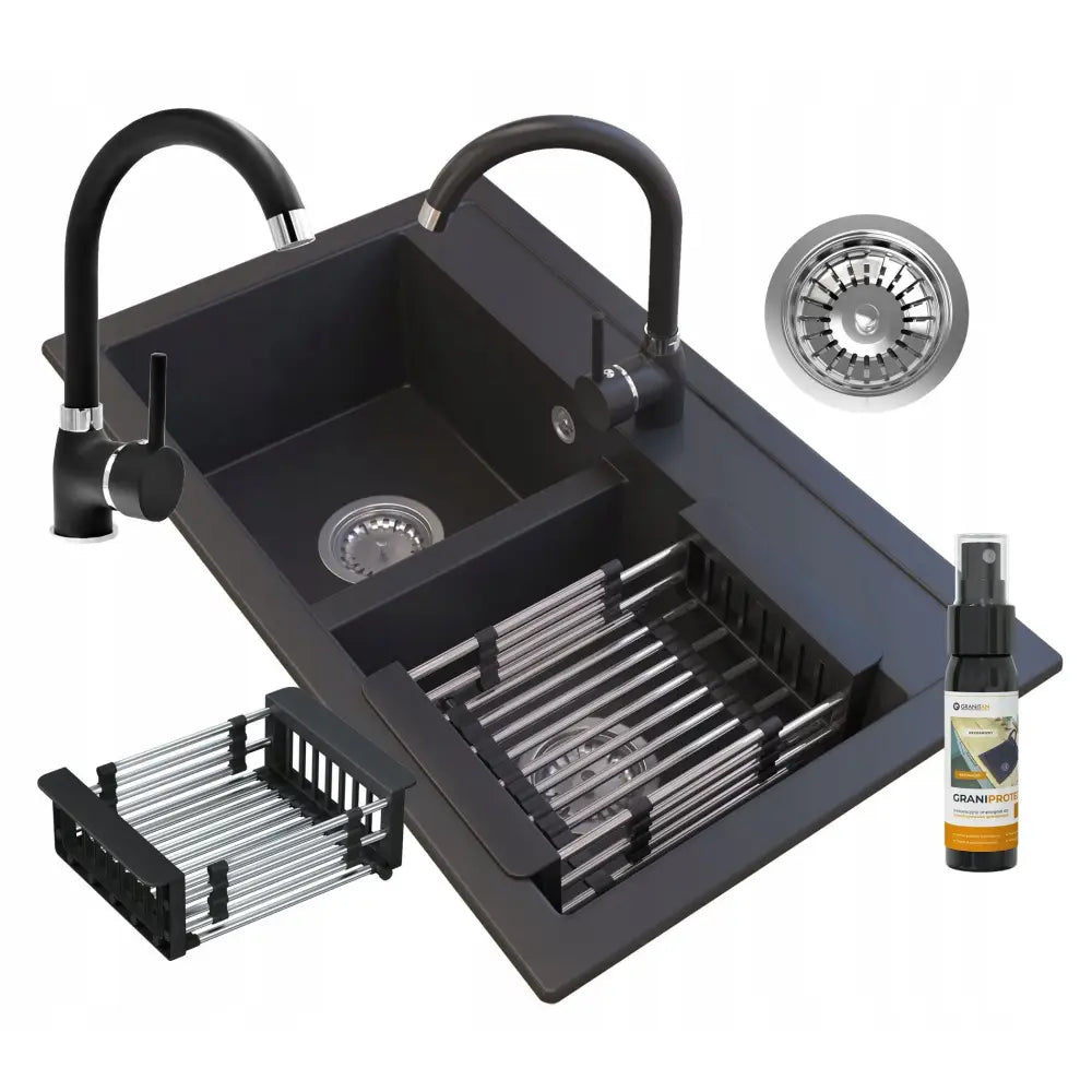 Sort Granittvask med Blandebatteri