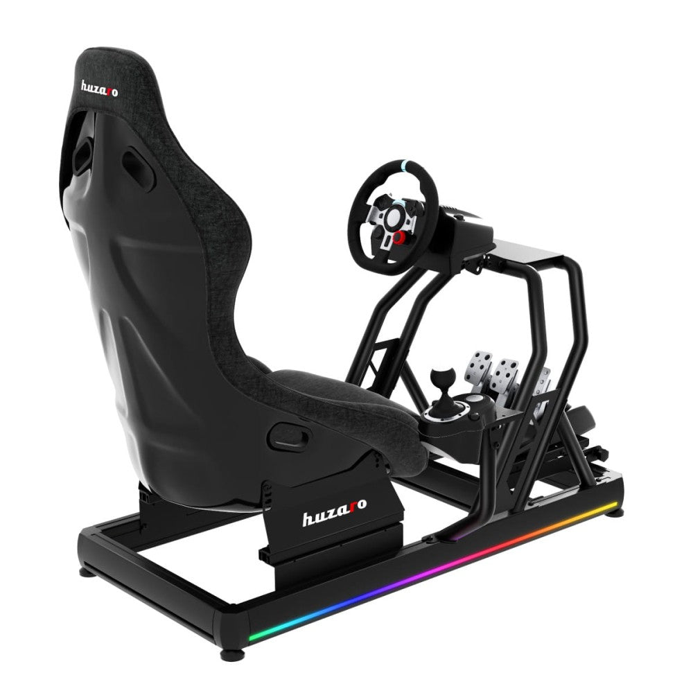 Huzaro Speed 9.0 cockpit – sidevisning med seterail og pedalfeste