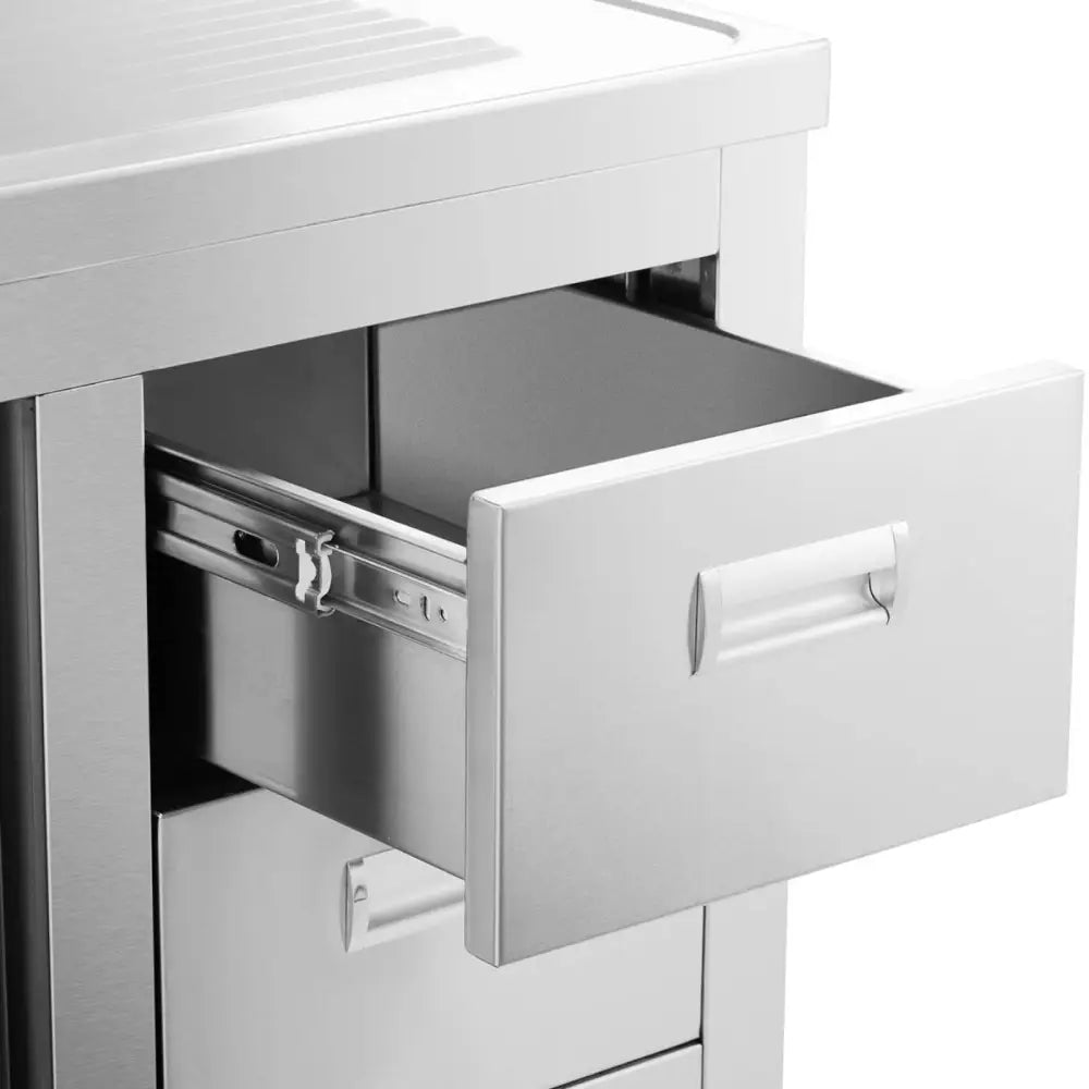 Stål Enkeltkammer Gastronomisk Benk med Skap Skyvedører og Skuffer 100 x 60 x 94,5 Cm