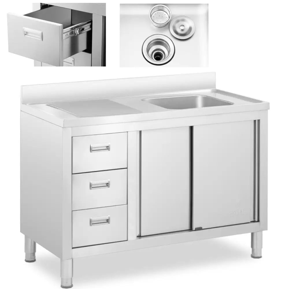 Stål Enkeltoppvask Gastronomisk 120 x 60 x 94 Cm