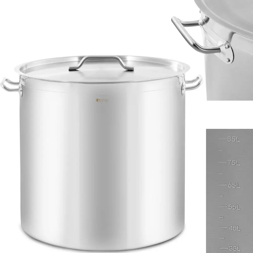 Stål Gryte med Lokk og Måleskala for Induksjon Gass og Elektrisk 98 l