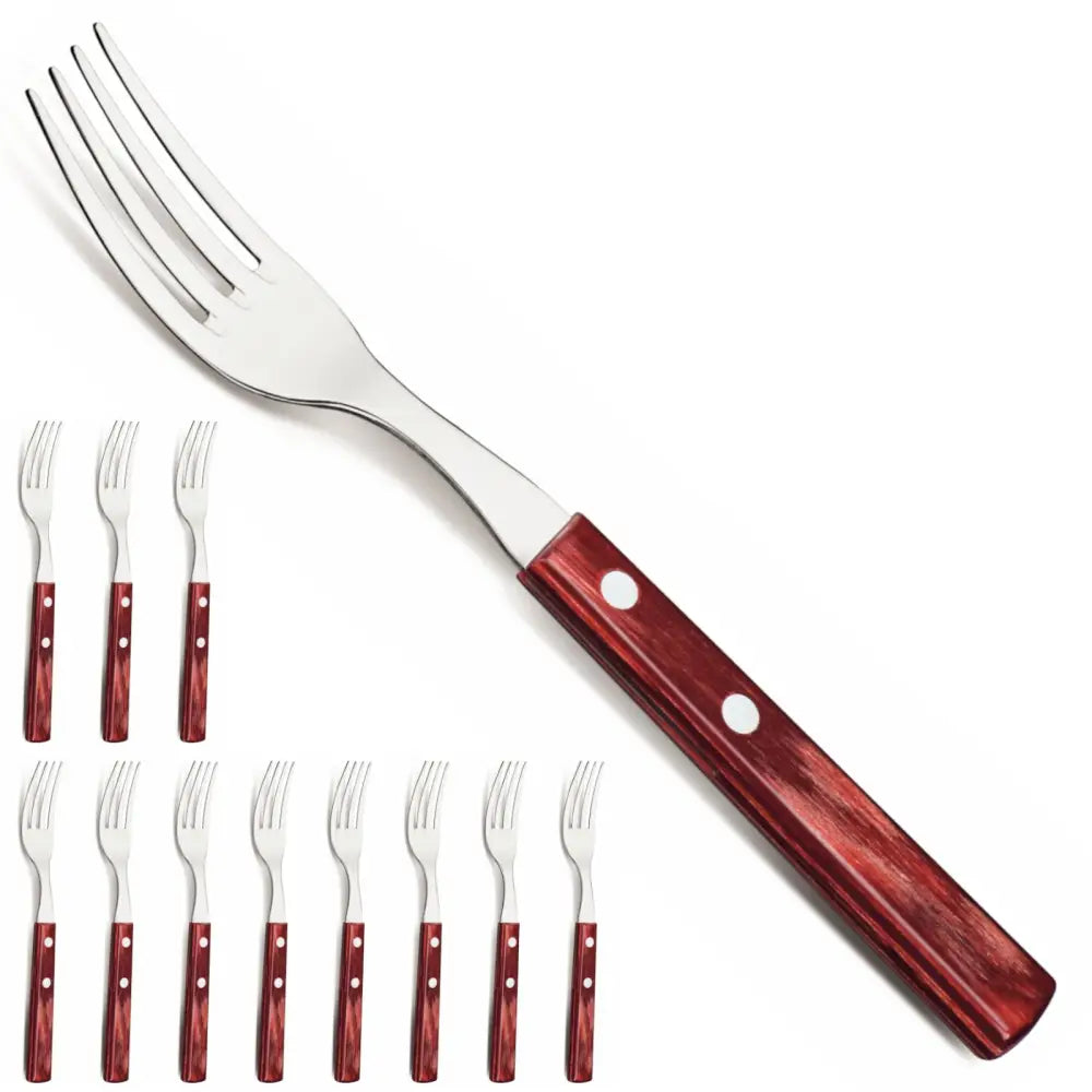 Stål Pikebiff Pizza Gaffel Horeca Sett 12 Stk 200 Mm Rød