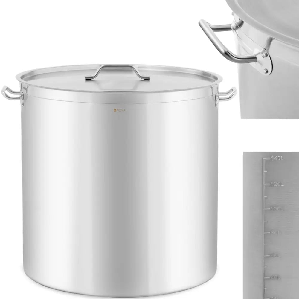 Stålpanne med Lokk og Målebeger for Induksjon Gass og Elektrisk Peis 170 l