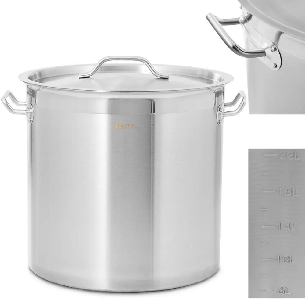 Stålpanne med Lokk og Målestokk for Induksjonstopper 25 l