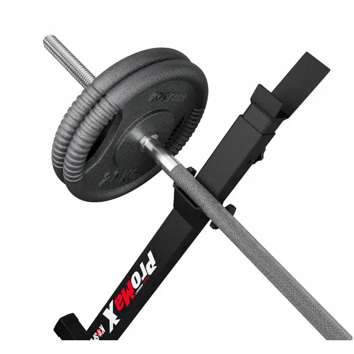 Stativ for vektstang, nærbilde av grå vektskiver og rillet stangoverflate for optimalt grep.