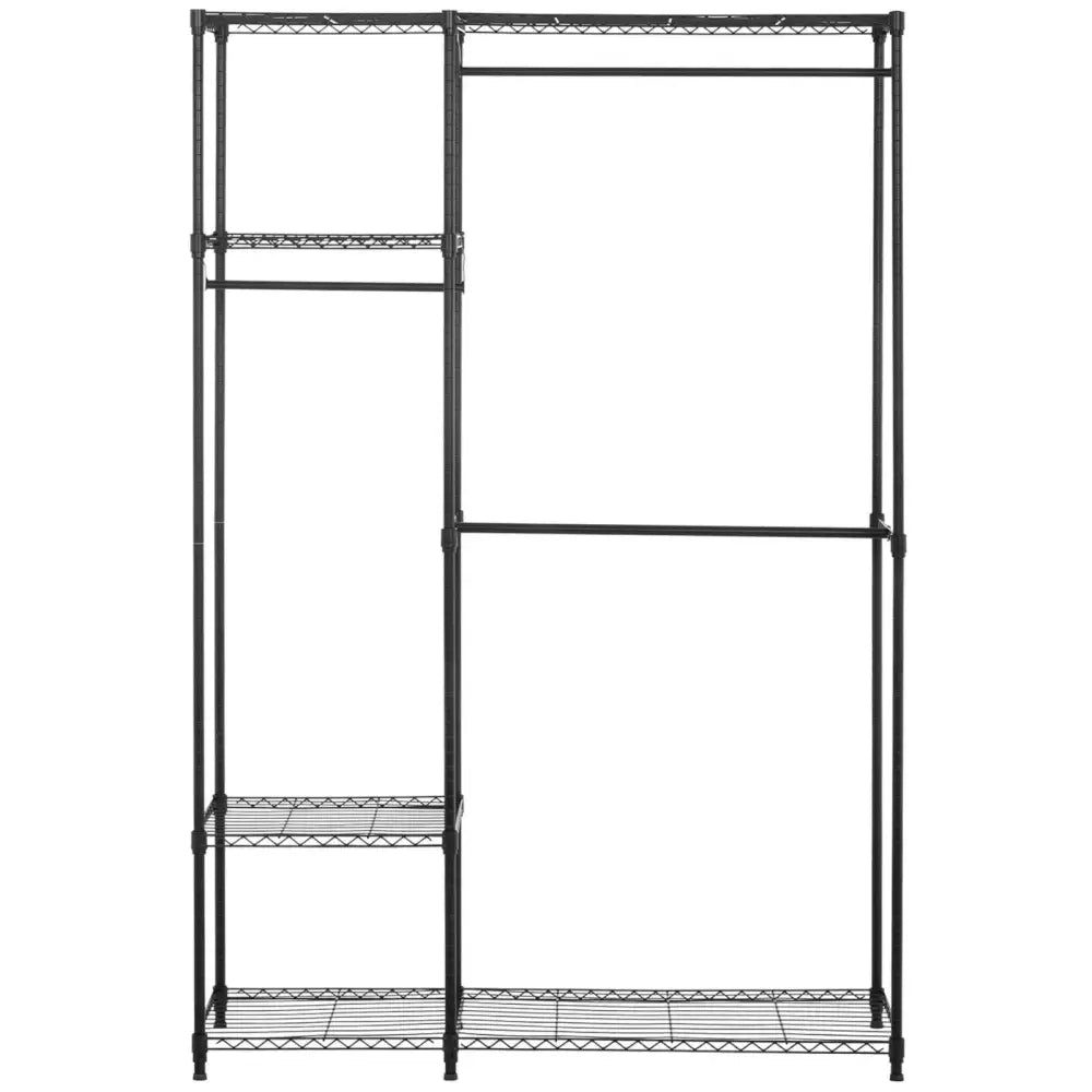 Stativ i Metall til Garderobe eller Garderobe 4 Hyller 3 Stenger 120 x 45 x 179.5 Cm Kapasitet Opptil 270 Kg.