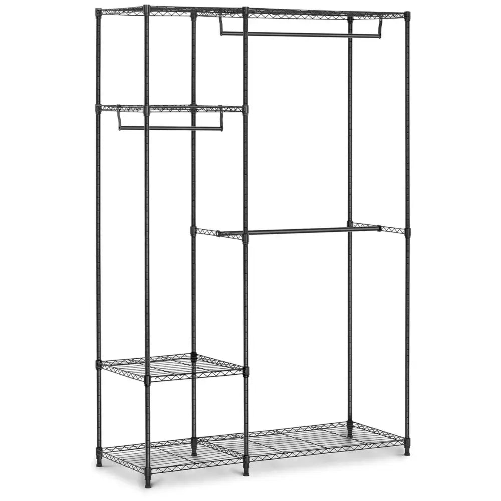 Stativ i Metall til Garderobe eller Garderobe 4 Hyller 3 Stenger 120 x 45 x 179.5 Cm Kapasitet Opptil 270 Kg.