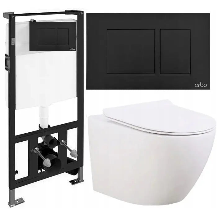 Stativ + Toalett + Knapp Veggmontert Sett Arbo 7-i-1