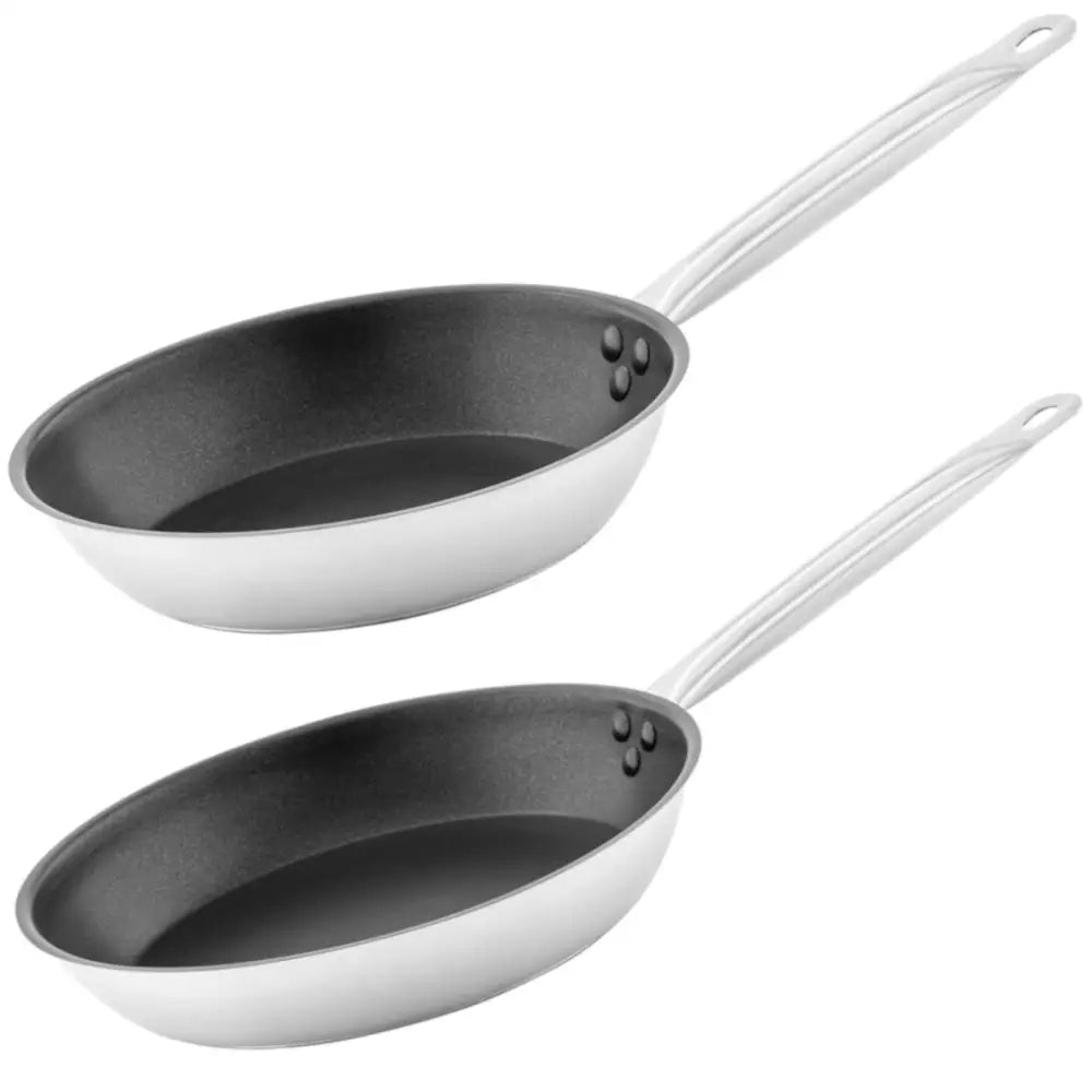 Stekepanne i Stål med Ikke-klebende Overflate til Induksjonsgass 24 Cm 28 Cm - Sett med 2 Stykker.