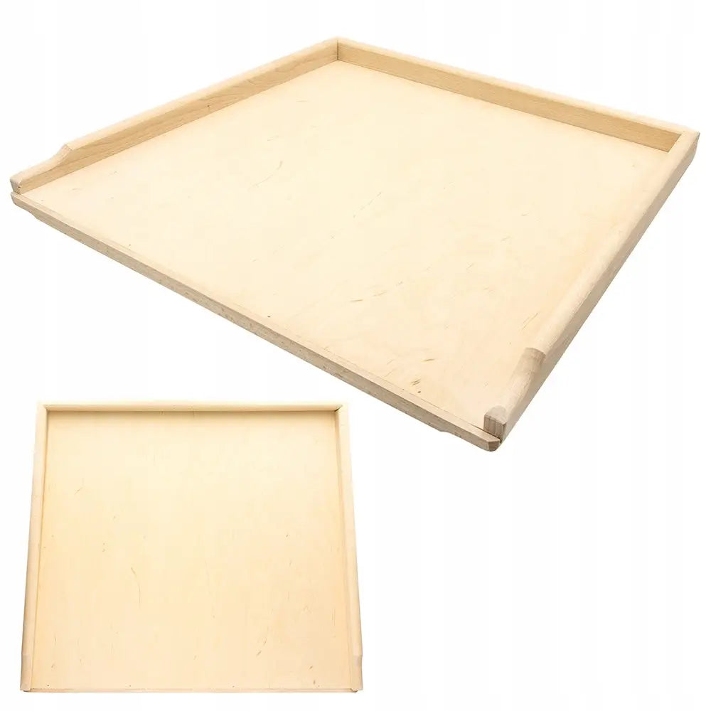 Stor bøketre bakstebrett 70x51 cm, sett fra skrå vinkel med synlige lave kanter og naturlig trefarge.