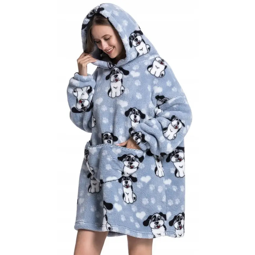 Stor Hoodie-bluza Tykk Kosedress med Hette som Gave Varm 3-i-1 Fuskepels