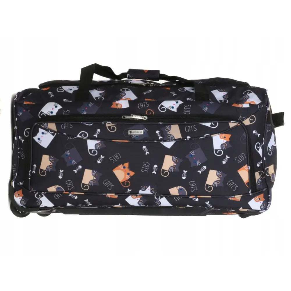 Stor Myk Reiseveske på Hjul med Kattetrykk 80l